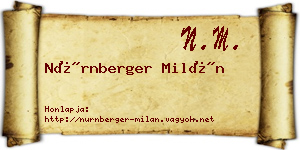 Nürnberger Milán névjegykártya